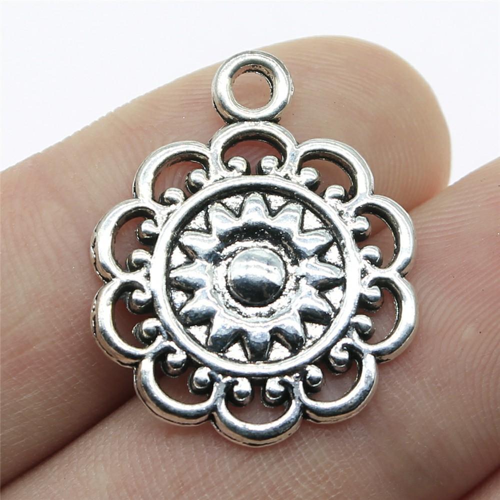 10pcs Charms Motif Antique Silver Color Motif Pendant Charms Flower Charms For Jewelry Making