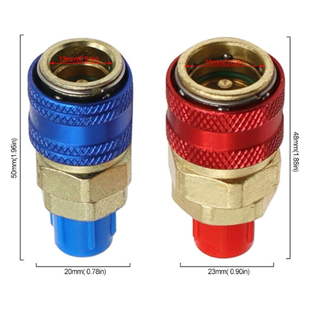 R134A Refrigerant Quick Coupling Adapters Coupler Converter Set Quick Coupler Adapters for Car and Household Appliances