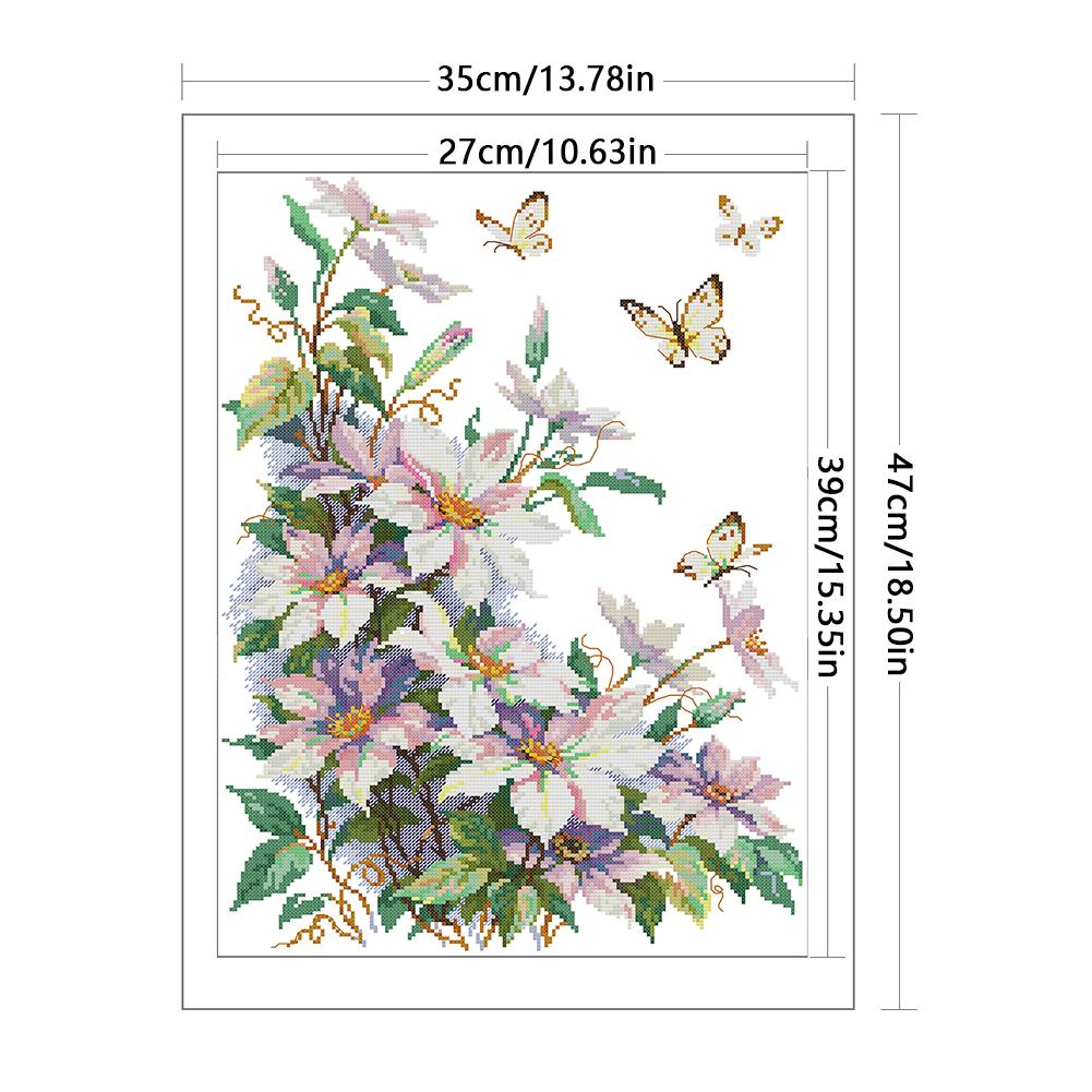 Partial Embroidery Eco-cotton Thread 14CT Printed Flower Cross Stitch