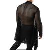 2025 Hollow Out See-through Mesh Sexy Long Trench Coat Mens Summer Gothic Punk Long Jacket Cloak