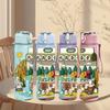1PC Milk Box Farm Scene Cartoon 750ml Color Plastic Sports Water Bottle Leakproof Flip Straw Lid Suitable for Sports Office Home Use