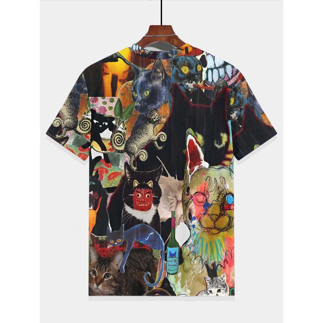 

Футболка с изображением черного кота, детская одежда 2024 года, детская весенняя одежда, футболка с изображением аниме для мальчика, детская футболка, детский топ, топы 140 cm