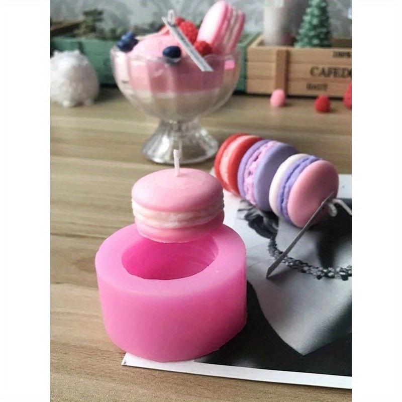 1pc French Style Macaron Cake Shaped Candle Mold, Pink, Delicate Details, Ideal for Handmade Candle Making, Perfect for Birthdays
