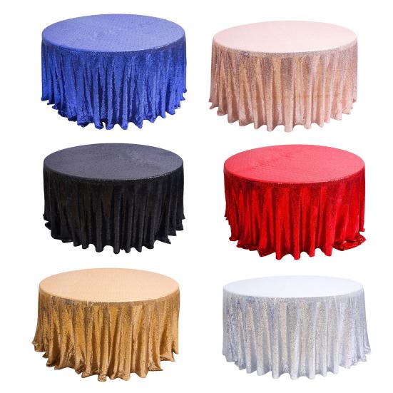 Tablecloth Round Shape Stunning Sequins Reusable Tablecloth Scratch-Resistant Breathable Stain-Resistant Table Cover