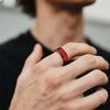 8MM Fashion Red Men's Rings Unique Black Stainless Steel Rings for Women Engagement Wedding Band Jewelry Gift Party Accessories