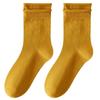 Women's Autumn/Winter Over-the-Knee Ruffle Socks - Boneless, Solid Color, Anti-Pilling, Postpartum-Friendly, Versatile Student Socks.