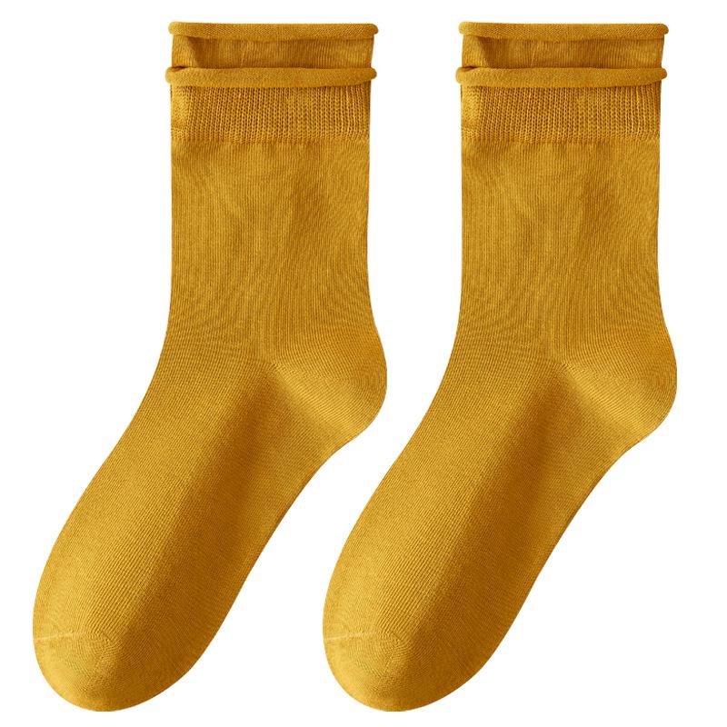 Women's Autumn/Winter Over-the-Knee Ruffle Socks - Boneless, Solid Color, Anti-Pilling, Postpartum-Friendly, Versatile Student Socks.