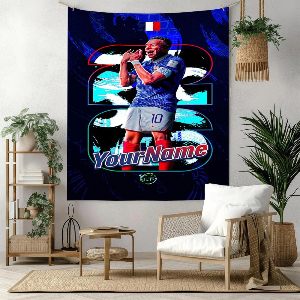 Mbappe Custom Your Name Wall Decor Tapestry Art For Pet Memorial Birthdaywedding Party Backdrop Family Gift