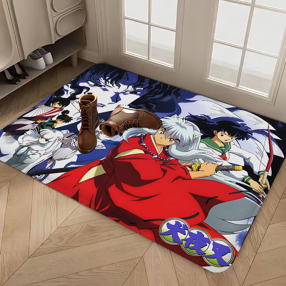Japanese Anime Inuyasha Entrance Door Mat Washable Non-Slip Living Room Sofa Chairs Area Mat Kitchen Welcome Doormat