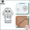 BISAER Plata 925 Encanto Lindo Perro Cuentas Perro Salchicha Mascota Animal Colgante Chapado en Platino Apto Mujeres Pulsera DIY Joyería Fina