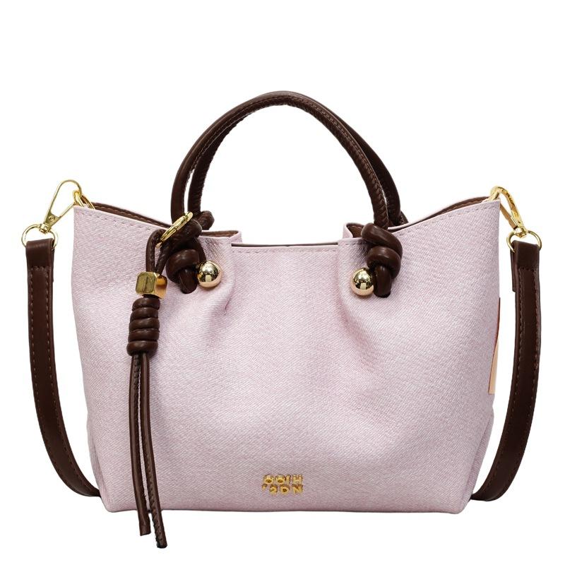 Hand Carrying Simple Fashion Slack Bucket Bag Women 2025 Summer Trend Wrinkled Texture Commuter Messenger Bag Tide