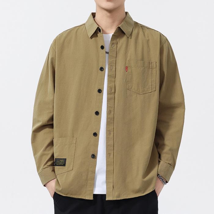 New Spring Solid Color Shirt Wears Men's Fashionable Casual Cotton Shirt