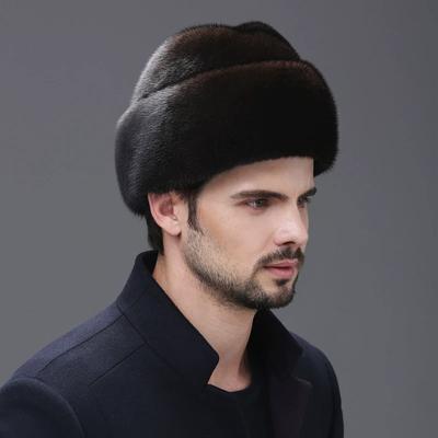 Nerzhut Herren Winter mittleren Alters und ältere Menschen Ganz nerzhaariger Hut für alte Männer Winter Outdoor warm Echtpelz Baumwollhut