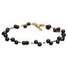 Black Onyx Double Strand Bead Bracelet – Gold Accent Dainty Jewelry, Protection Calm Gift for Women