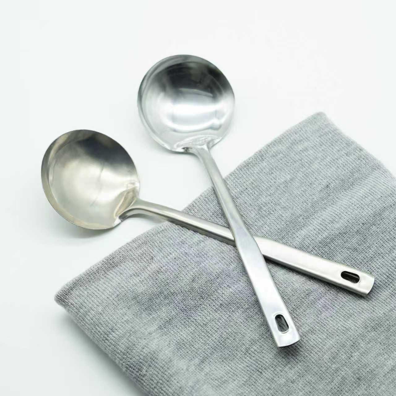 Stainless Steel Long Handle Soup Ladle & Strainer - Food Grade Kitchen Utensil