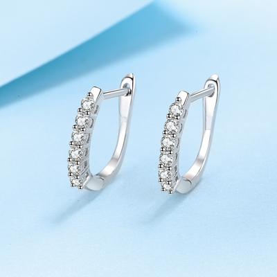 925 Sterling Silver Straight Row Ear Fibbie Letterario Piccoli Orecchini Freschi Moissanite Orecchini Gioielli da Donna