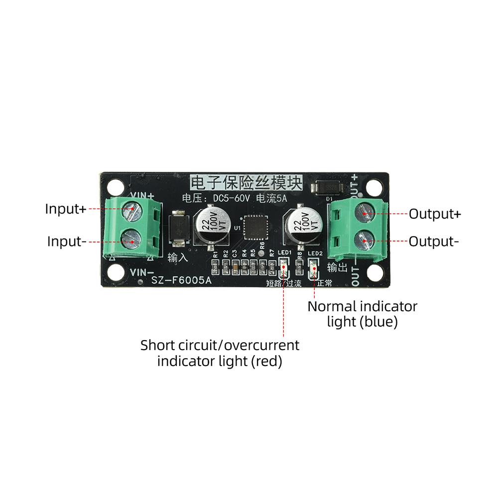 5A Smart Electronic Fuse Module DC 5-60V Auto Reset Overcurrent Protection for Battery Motor Protection DIY Industrial Equipment