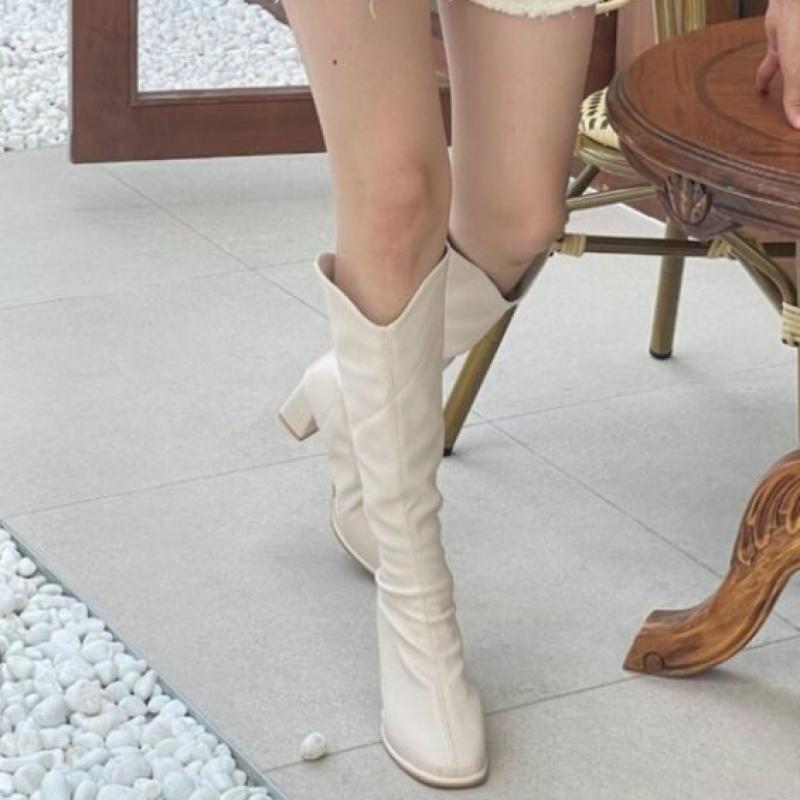 New Arrivals Open Run Women Rouge Toe Tassel Boots Wide Long Half