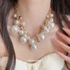 French Retro Pearl Beaded Earrings & Necklace Set: Personalized High-End Clavicle Chain for Women
