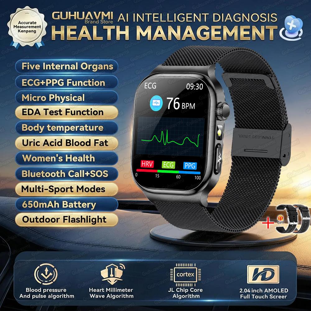 2026 Nuovo Smartwatch per Esame Fisico Micro Salutare ECG Acido Urico Lipidi Pressione Sanguigna Chiamata Bluetooth Smartwatch Per uomo