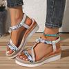 Fashion New Women Fashion Comfortable Outdoor Wedges Shoes Summer 2024 Flower Non Slip Platform Beach Low Heels Sandals Shoes for Women
