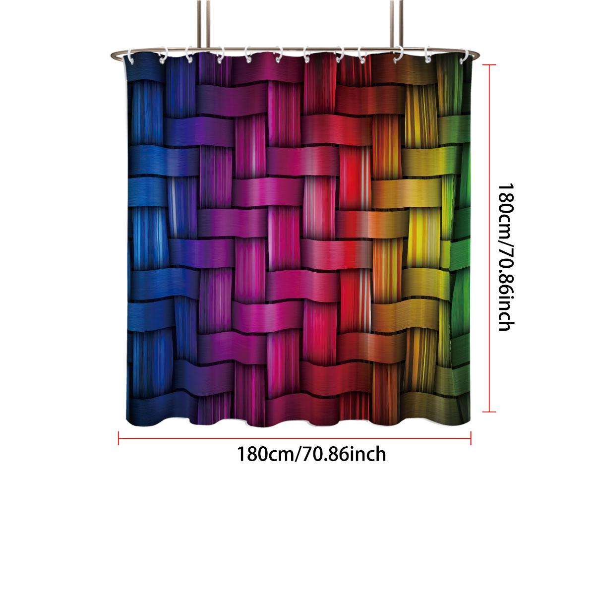 

Single Panel Color Woven Grid Print Waterproof Shower Curtain Multiple Size Privacy Hanging Hooks Easy Installation Made Of Polyester W100*H70(CM)-Grommet top&1PCS