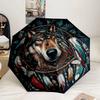 Indian Wolf Dreamcatcher Umbrella 8-Frame for Travel, camping, Casual Lightweight Portable Umbrella, Essential for every family Holidays Gift