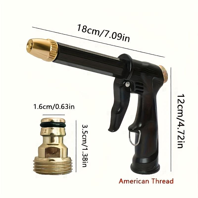 1pc Black Plastic Body Copper Plated Front Plate Machine High-pressure Car Wash Water Gun Household Shower Car Wash Water Gun