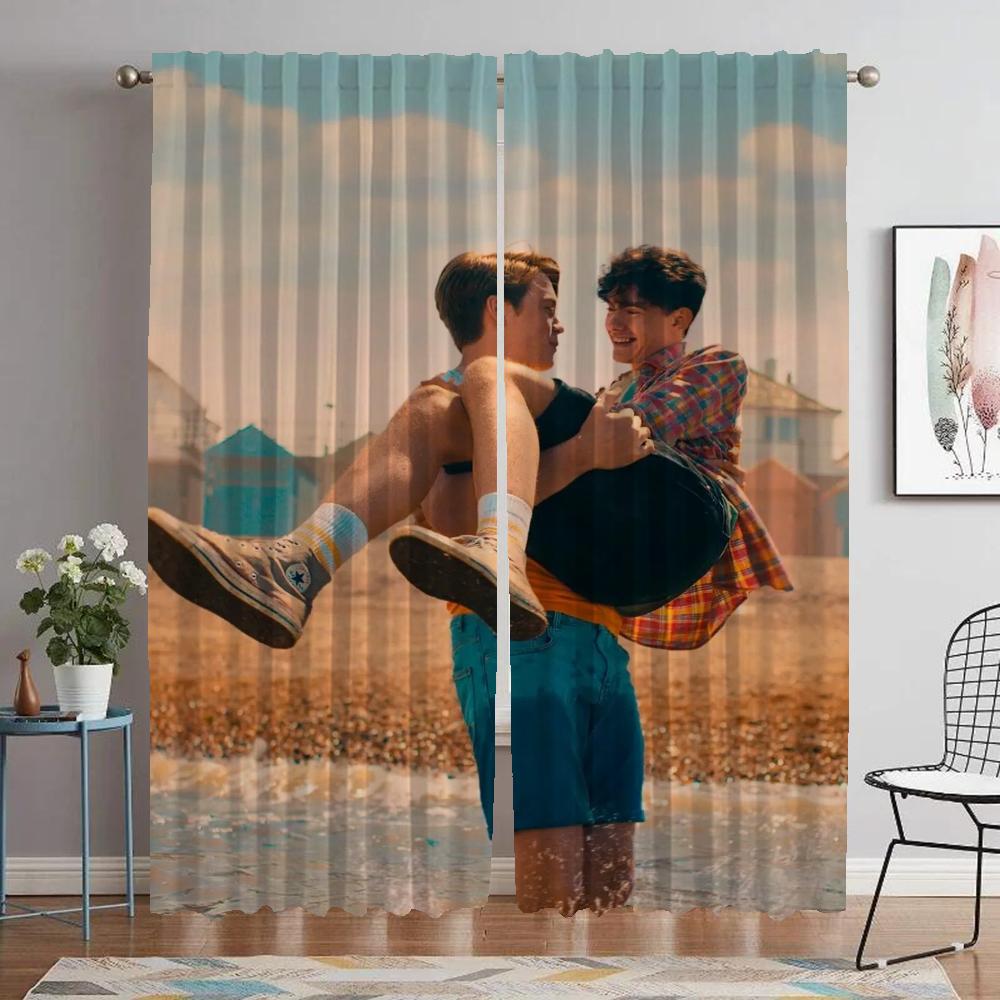 Heartstopper Kitchen Curtains for Living Room Curtain Shades Partition Tulle for Bedroom Halloween Decoration Curtains 2 Pieces