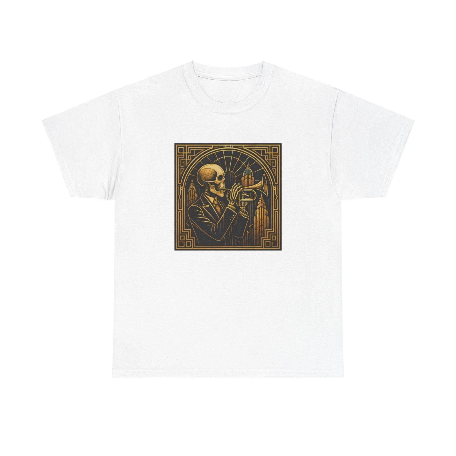 Unisex Adult T Shirt Art Deco Jazz Skeleton XL