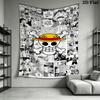 One Piece Straw Hat Pirates Wall Tapestry Aesthetic Wall Hanging Printed Fabric Blanket Decorative Tapestries For Bedroom Living Room Home Decor