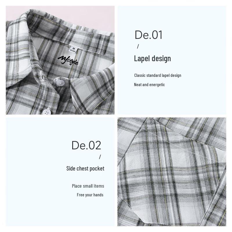 MJ STYLE Women's Retro Plaid Long-Sleeve Casual Shirt