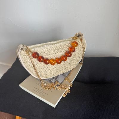 Mini Portable Woven Bag Women's New Casual High-end Metal Chain Single Shoulder Crossbody Dumpling Bag