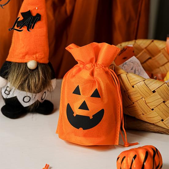 Cute Trick or Treat Bags for Toddlers 5 Pcs Halloween Treats Bag Non-woven Fabric Pumpkin Candy Small Gift Kindergarten Events Drawstring Snack