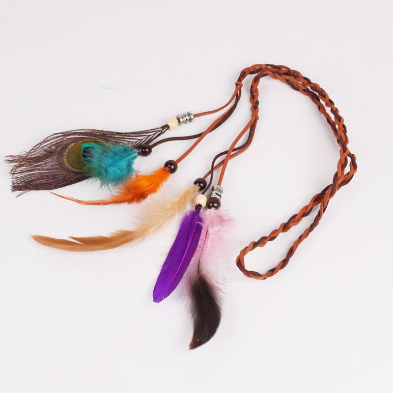 

1 шт., богемная повязка на голову с перьями на цепочке, кулон со звездой, племенной фестиваль, аксессуары для волос для девочек разноцветный