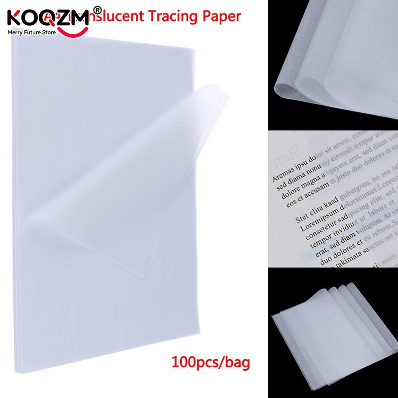100pcs A4 Translucent Tracing Paper Copy Transfer Printing Drawing Paper Sulfuric Acid Paper For Engineering Drawing/ Printing белый