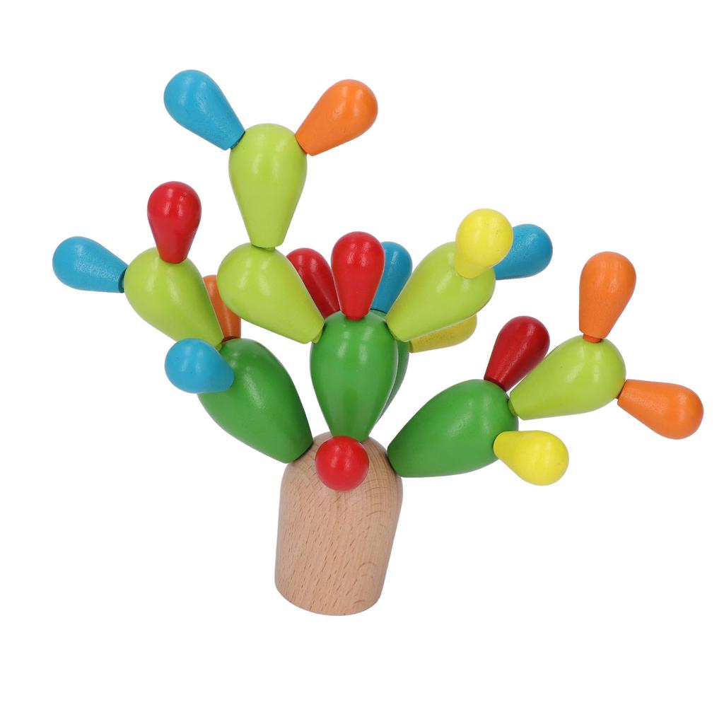 Wooden Stacking Cactus Toy Educational Preschool Toy Fun Colorful Build and Stack Cactus Blocks