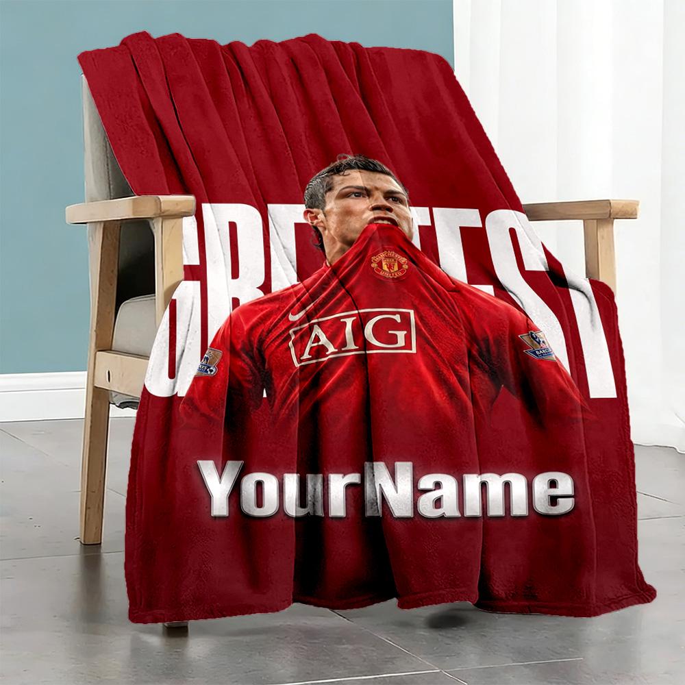 Cristiano Ronaldo 6 Personalized Text Blanket Lightweight Customizable Blanket Soft & Cozy Throw For Home Decor Office Chair Office Seaside