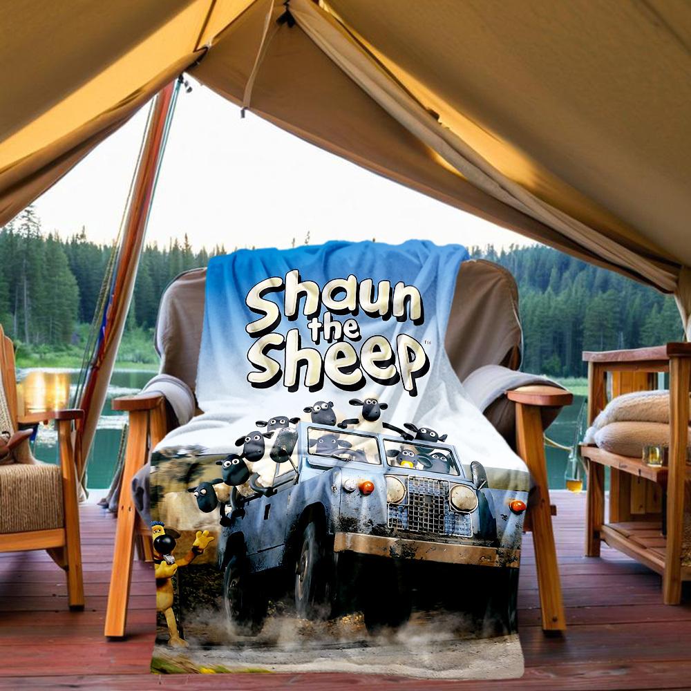 1pc Sheep Shaun Outdoor Blanket Lightweight Flannel, Soft & Warm, All-Season Use for Sofa, Outdoor, Camping, Living Room042
