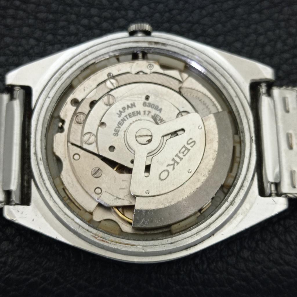 VINTAGE SEIKO 5 AUTOMATIC 6309A JAPAN MENS BLACK COLOR DIAL WATCH a701464-5