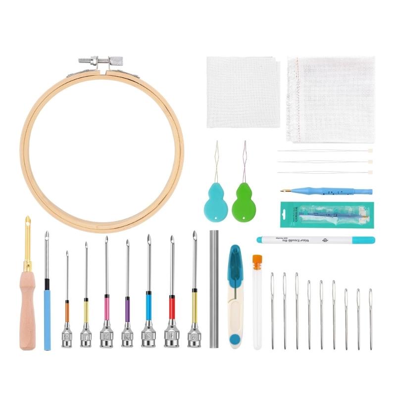 

1 Set Punch Needle Embroidery Kits DIY Punch Needle Set Large Eye Sewing Needle Punch Needle Tool for Needle Punching 1