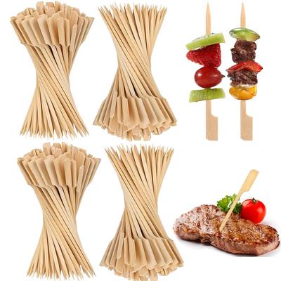 100PCS Bamboo Skewers, Bamboo Paddle Wood Picks, Toothpicks for Appetizers, Cocktail Picks for Drinks, Food Picks, BBQ, Sandwich