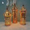 Moroccan White Iron Lantern New Hollow LED Wind Lamp Home Decor Bedroom Living Room Ceramic Metal Atmosphere Light Candle