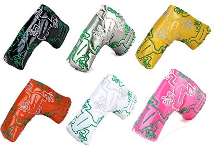 

Golf Head Cover Putter Cover Frog Embroidery Enamel Leather Pin Type Compatible Black/White (Black)