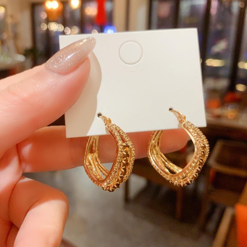 Korean Style Zircon Geometric Square Stud Earrings - Elegant & Versatile Women's Luxury Accessory