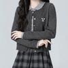 1011 spring new fake two-piece knitted sweater high-end wear top European women's clothing trendy versatile and thin