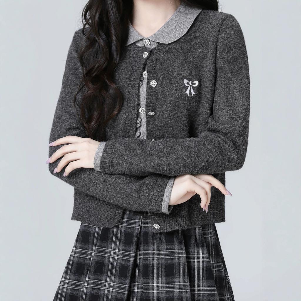 1011 spring new fake two-piece knitted sweater high-end wear top European women's clothing trendy versatile and thin