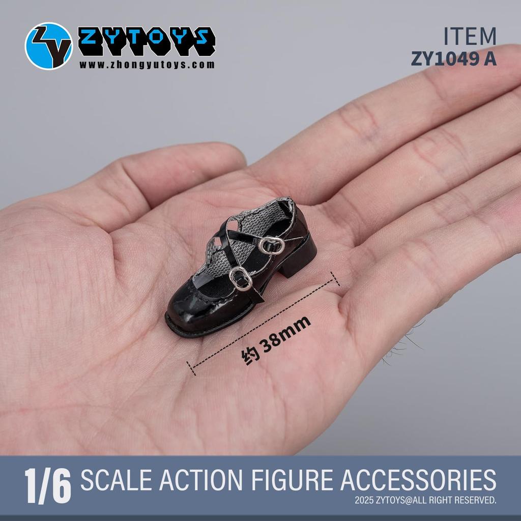 [TOYBARJAPAN] 16 Scale Figure Accessory  Fits TBLeague and other body types: ZYTOYS ZY1049 Round Toe JK Pumps with Cross Design, Schoolgirl Style,