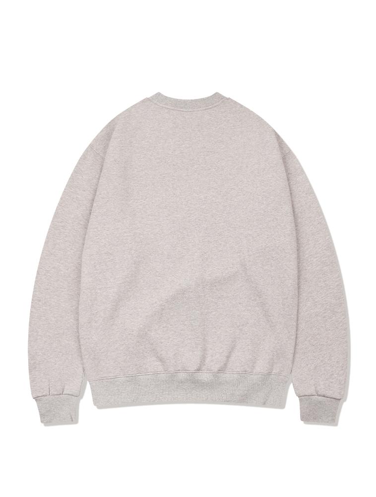 LA MAISON STUDIO [Fleece-Lined] Unisex Flower Arch Line Shoulder Heavy Terry Sweatshirt Melange Grey (Fce4Ts652K)