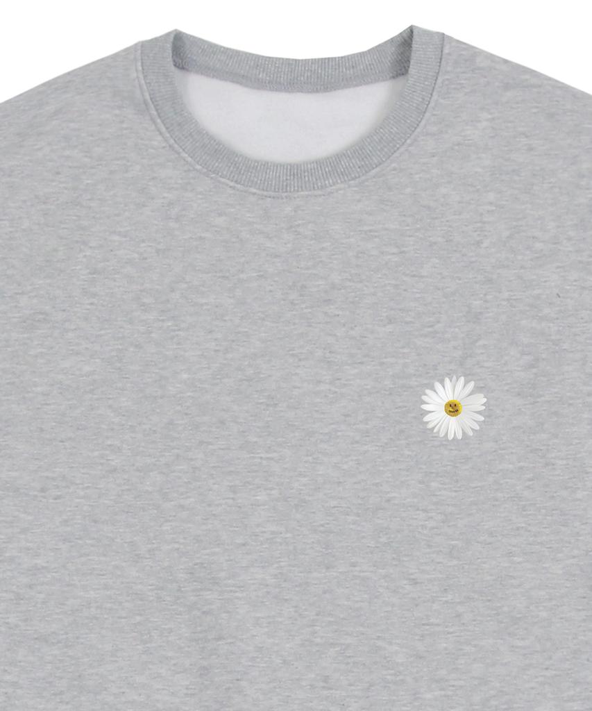 GRAVER [Unisex] Small Daisy Flower Logo Smile Sweatshirt_Gray